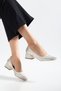 Women's Cream Closed-Back Low-Heeled Stone-Beaded Ballerinas - 3