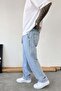 Ice Blue Elastic Waist Baggy Trousers - 3