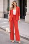 Loose Trousers with Bronchial Detail, Three-Quarter Sleeves, Crepe Double Suit - 2