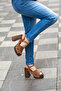 Dravol (4128) Genuine Suede Leather Ankle Strap Thick Heeled Platform Sole Sandals - 6
