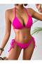 Triangle Neck Tie Women's Fuchsia Bikini Set