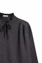 4824 women's ruffle detail tie-up judge collar long sleeve blouse black - 2