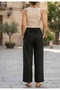 Women's Belted Cream Linen Palazzo Trousers - 4