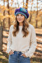 Knitted Bohemian Motif Sparkling Purple Color Gradient Painter's Beret, Hat