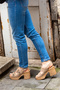 2409805 Eren Shoes&Bag Genuine Leather Platform Sole Velcro Strap Thick Heeled Sandals Real Leather Beige - 3
