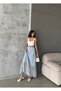 Lace Detailed High Waist Midi Skirt with Elastic Waistband and Tie - 3
