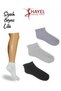 3-Piece Black, White, Lilac Colored Piko Derbi Patterned Cotton Bootie Socks, Top Quality Women's Socks