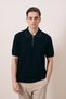 Black Oversize Men's Knitwear T-Shirt with Collar Zipper Detail