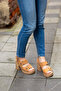 2409805 Eren Shoes&Bag Genuine Leather Platform Sole Velcro Strap Thick Heeled Sandals Camel - 8