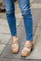 2409805 Eren Shoes&Bag Genuine Leather Platform Sole Velcro Strap Thick Heeled Sandals Real Leather Beige - 8