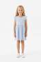 Blue Daisy Patterned Butterfly Sleeve Girls' Dress - 100% Cotton Summer Dress