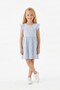 Blue Daisy Patterned Butterfly Sleeve Girls' Dress - 100% Cotton Summer Dress - 5