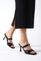 Elanor Flexible Soft Non-Slip Sole (8 cm) Black Patent Leather Single Strap Heeled Slippers