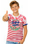 Boy's Surfing Text Patterned Striped Red Color T-Shirt - 4