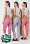 3-Piece Cotton Thin Breathable Fabric Ribbon Waist Detail Solid Pocketless Women's Pajama Bottoms