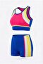 Girl's Blue-Yellow Bustier Two Piece Swimsuit Bikini Set with Tights - 2