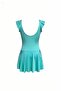 Girl's Ruffle Detailed Turquoise Skirted Dress Swimsuit - 3