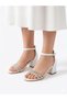 Young Girls' White Color Comfortable Square-Heeled Stone-Embellished Stylish Dress Shoes