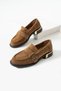 Velvet Genuine Leather Tan Suede Daily Comfortable Women's Loafer Shoes - 4