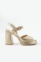 Voyage Genuine Leather Heeled and Platform Women's Gold Sandals