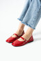 Velour Genuine Leather Red Patent Leather Daily Comfortable Women's Ballerina Shoes