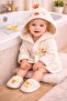 3 Piece Towel and Bathrobe Set with Baby Animal Figures - 3