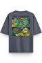 Women's / Men's Semi Oversize T-Shirt Ninja Back Printed Smoked T-Shirt 1302