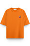 Women's / Men's Semi Oversize T-Shirt Cat Back Print Orange T-Shirt 1352 - 2