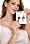 Spear-Shaped Gothic Design Detailed Gothic Style Figured Green Stone Detailed Dangle Earrings - 8