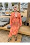 Orange Color Sequins Embroidered V-Neck Transparent Boho Kimono