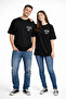 Mom and Dad Combination Mom Dad Printed Couple T-Shirt Oversize Unisex Set of 2 Black