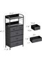 5-Drawer Fabric Dresser, Tall Storage Organizer with Metal Frame & Wood Top, Easy Pull Handle - 2