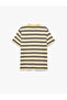 Regular Fit Short Sleeve Crew Neck Cotton Striped T-Shirt - 4