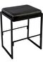 Mid-Century Modern Bar Stools, 26-Inch Ink Black Waxed Leather Barstool with Backrest & Decor