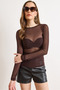 Women's Brown Draped Detailed Stoned Transparent Tulle Blouse Blz-19003296 - 4
