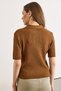 Women's Tobacco Bow Embroidered Polo Collar Hair Knit Seasonal Knitwear Blouse Blz-19003222 - 6