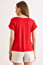 Women's Red Shoulder Guipure Detailed Knitted Viscose Blouse Blz-19002929 - 6