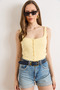 Women's Yellow Strappy Buttoned Cotton Blouse Blz-19003288 - 2