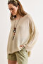 Women's Stone Boat Neck Mercerized Collared Draped Knitwear Blouse Blz-19003209 - 5