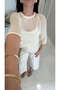 Cholwe Ecru Crew Neck Knitted Sweater