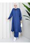 Women's Long Shirt and Trousers Plus Size Two-Piece Hijab Denim Set - 3