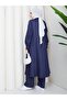 Women's Long Shirt and Trousers Plus Size Two-Piece Hijab Denim Set - 2