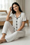 Bow Detail Soft Short Sleeve Pajama Set Nokti - 2