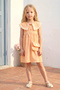 Girl's Summer Dress with Floral Embroidery and Bag - Orange - 2