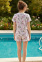 Lilac Patterned Lace Crinkled Short-Sleeved Shorts Pajama Set 26120227 - 3
