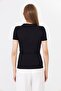 Women's Black Polo Collar Ribbed Casual Blouse - H6038 - 4