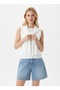 Women's Crew Neck Sleeveless Scarf-Neck Viscon Blouse - 3