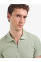 Çağla Slim Fit 100% Cotton Non-Curling Zippered Polo Collar Basic T-Shirt 50325311-Vr016 - 2