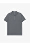 Anthracite Slim Fit 100% Cotton Non-Curling Zippered Polo Collar Basic T-Shirt 50325311-Vr006 - 6