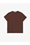 Dark Brown Slim Fit 100% Cotton Crew Neck Basic T-Shirt 50325307-Vr084 - 6
